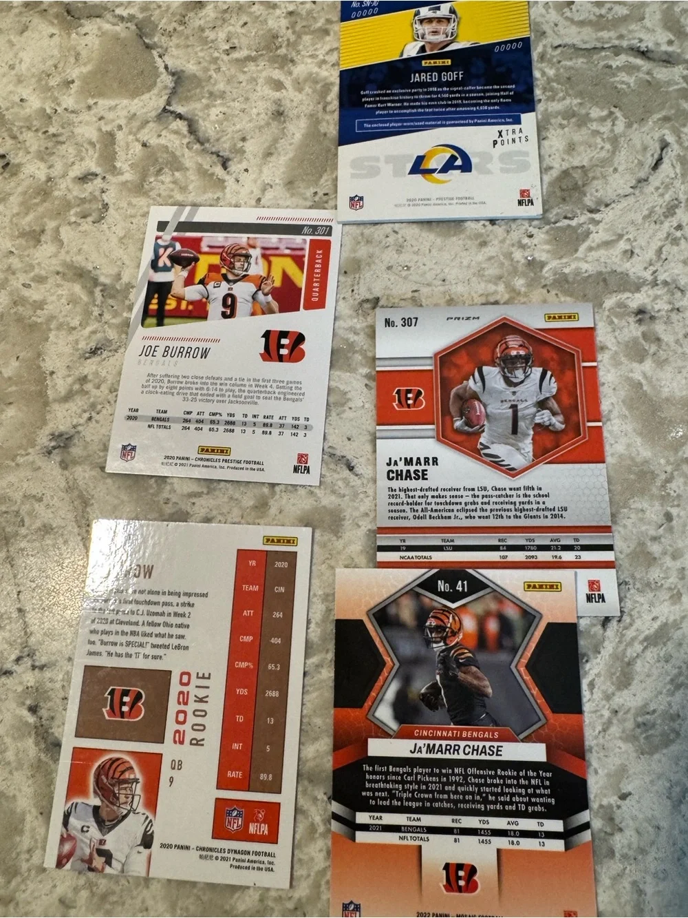 NFL Rookie & Star Card Lot - Bengals & Rams Players - Red, Silver, Black